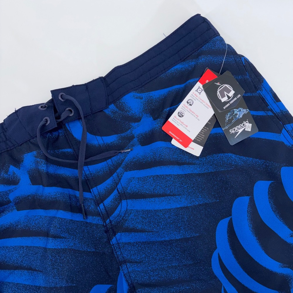 Speedo Mens Hydro Square Leg Board Shorts Blue Abstract Print XXL NWT